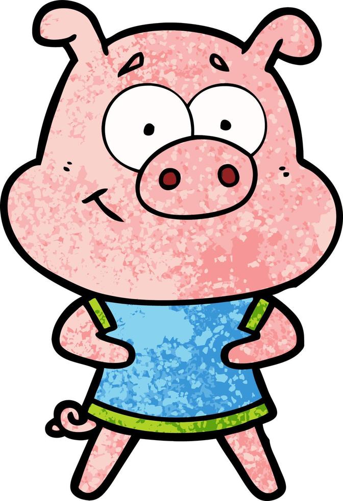 happy cartoon pig vector