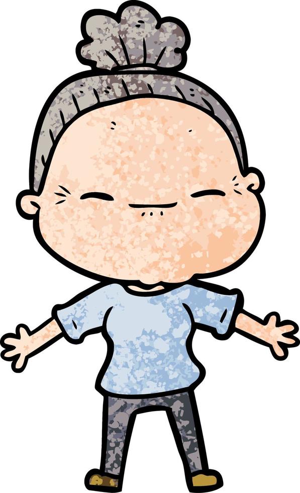 cartoon peaceful old woman vector