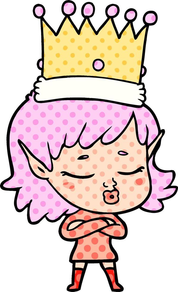pretty cartoon elf girl vector
