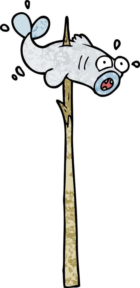 speared fish cartoon vector
