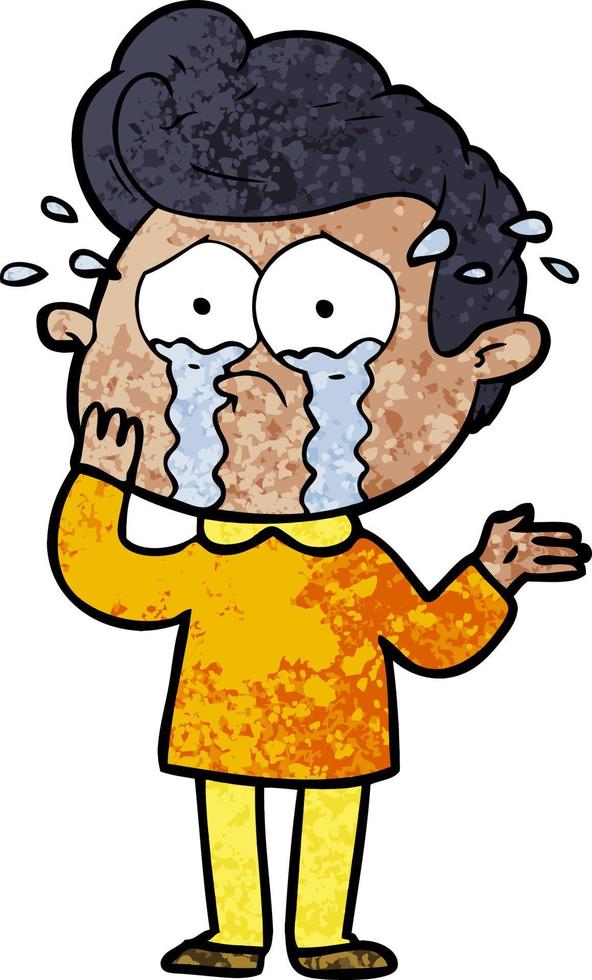 cartoon worried crying man vector