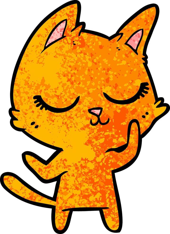 calm cartoon cat vector
