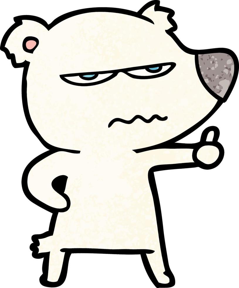 angry bear polar cartoon giving thumbs up vector