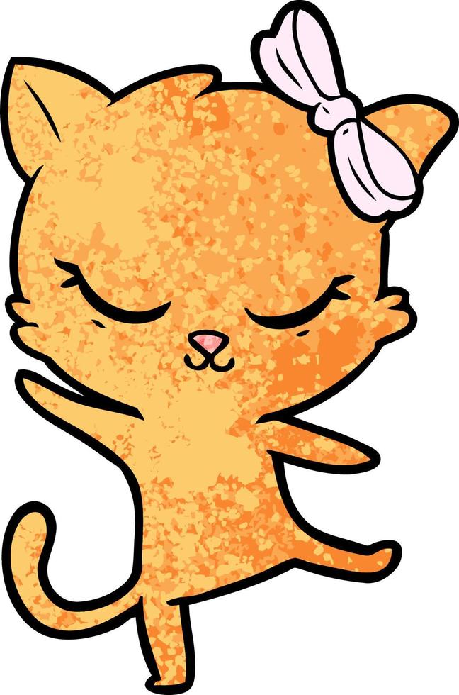 cute cartoon cat with bow vector