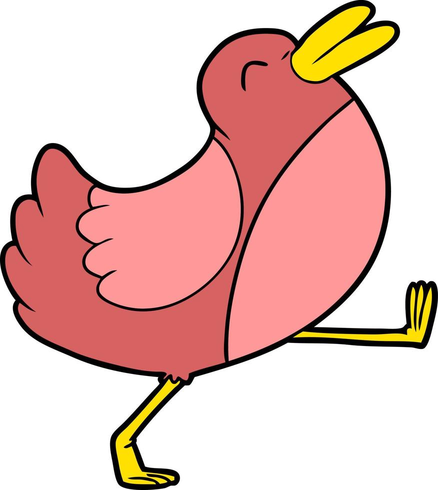 funny cartoon bird walking vector