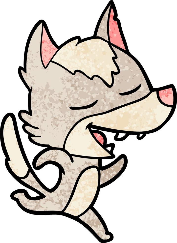 cartoon running wolf laughing vector