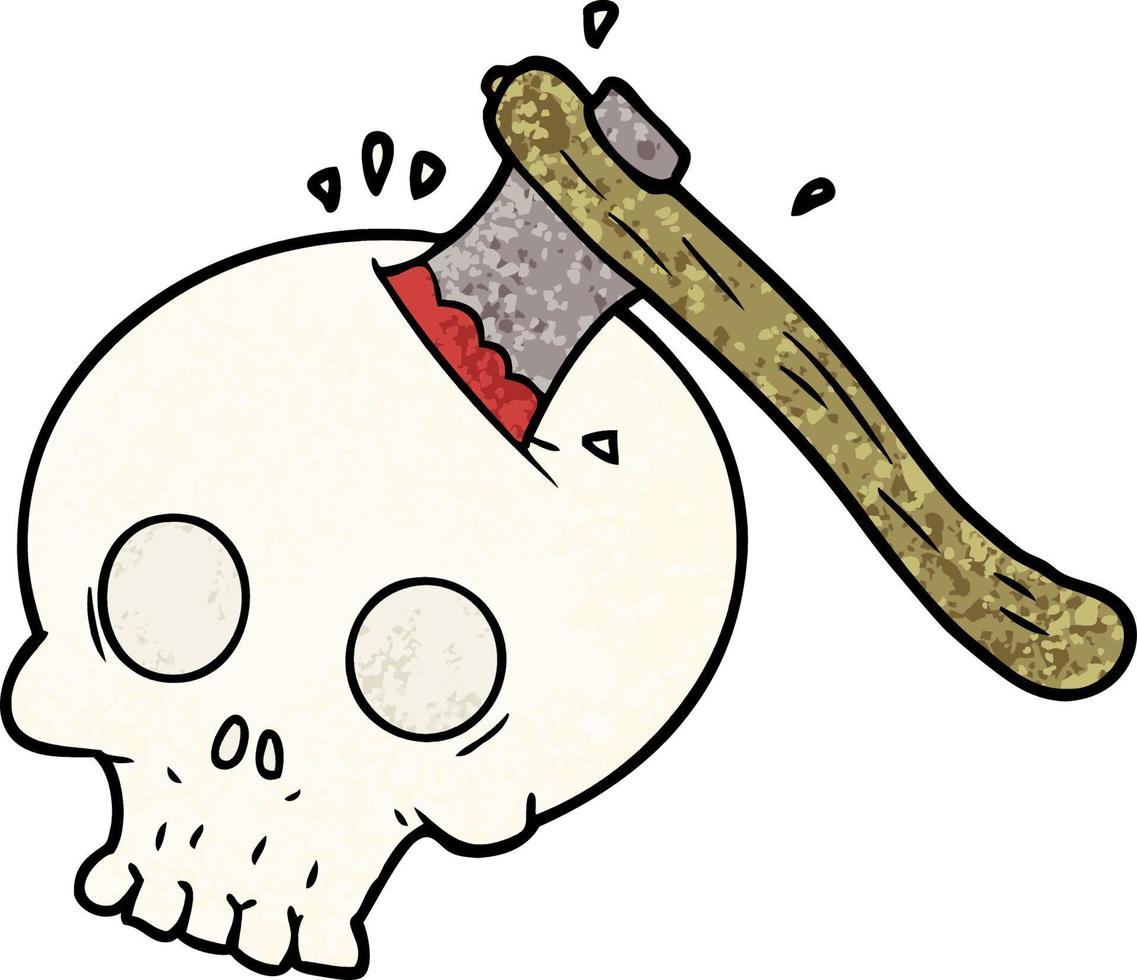 cartoon axe in skull vector