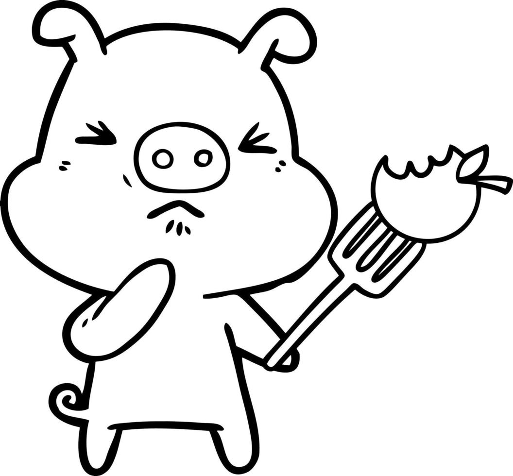 cartoon angry pig vector