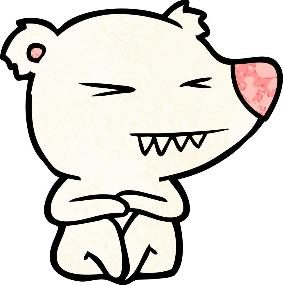 angry polar bear cartoon sitting vector