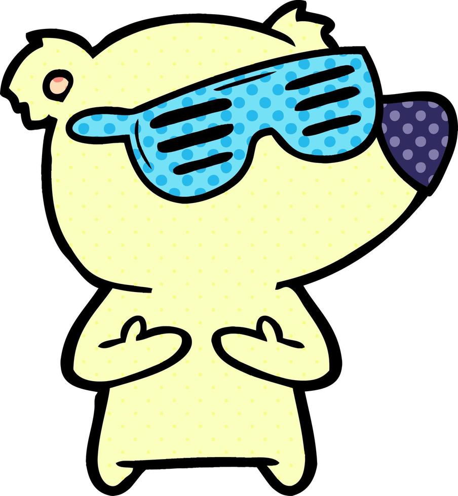 oso de dibujos animados con gafas de sol vector