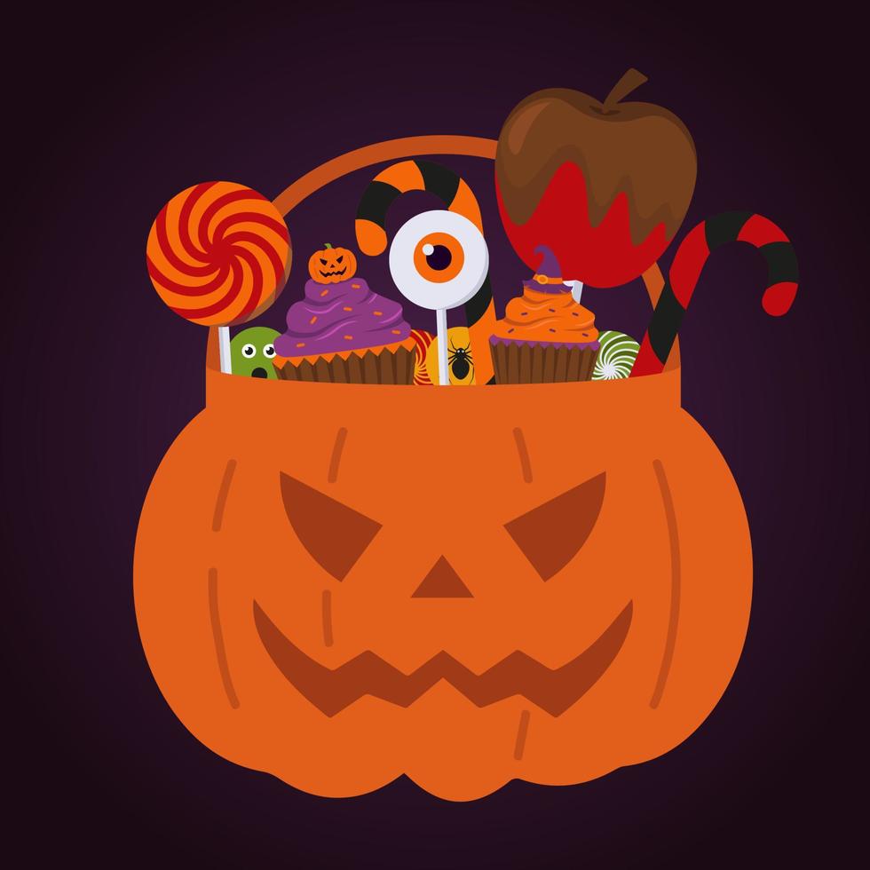 Set Of Halloween Objects With Lettering Vector Illustration In Flat Style