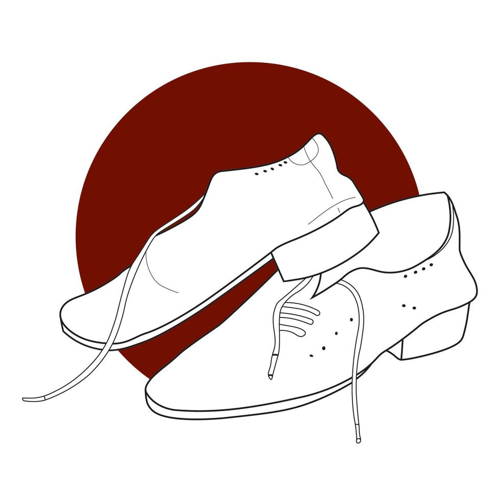 zapatos de cuero para hombre dibujo a mano línea arte fondo marrón ilustración vectorial vector