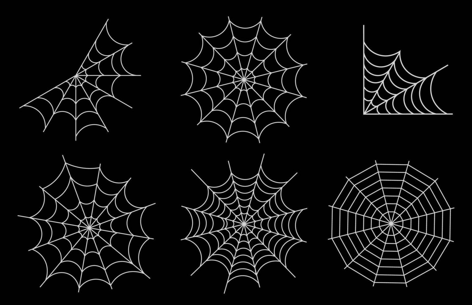 Set Of Spiders Web For Halloween Decoration Vector Illustration With Design Elements In Flat Style