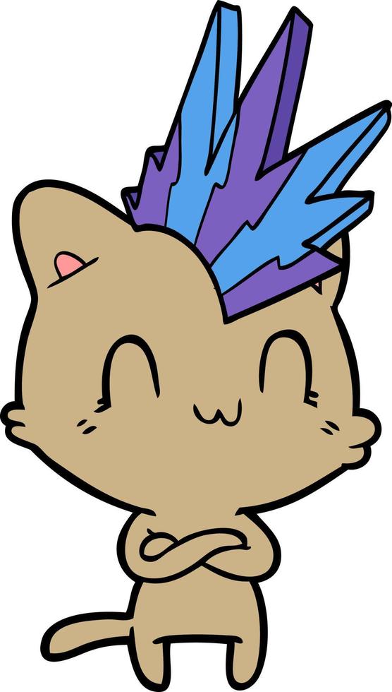 cartoon happy cat punk vector