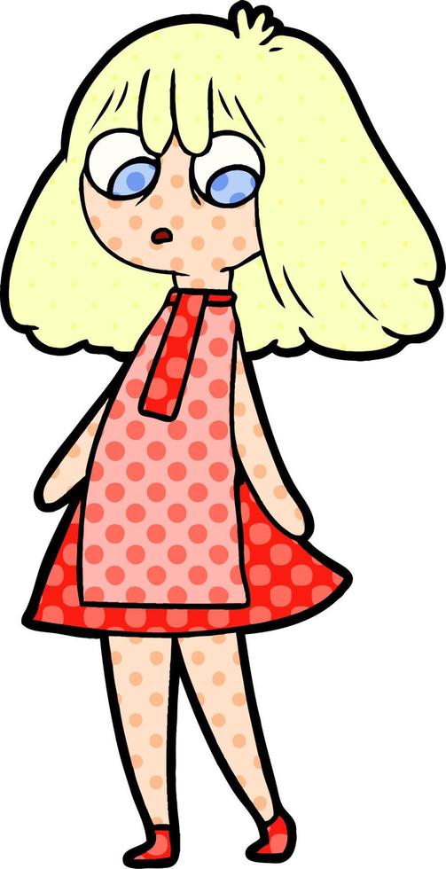 cartoon girl in dress vector