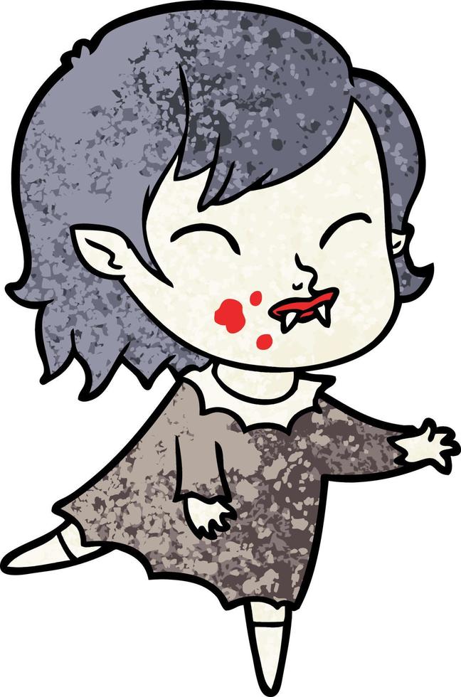 cartoon vampire girl with blood on cheek vector