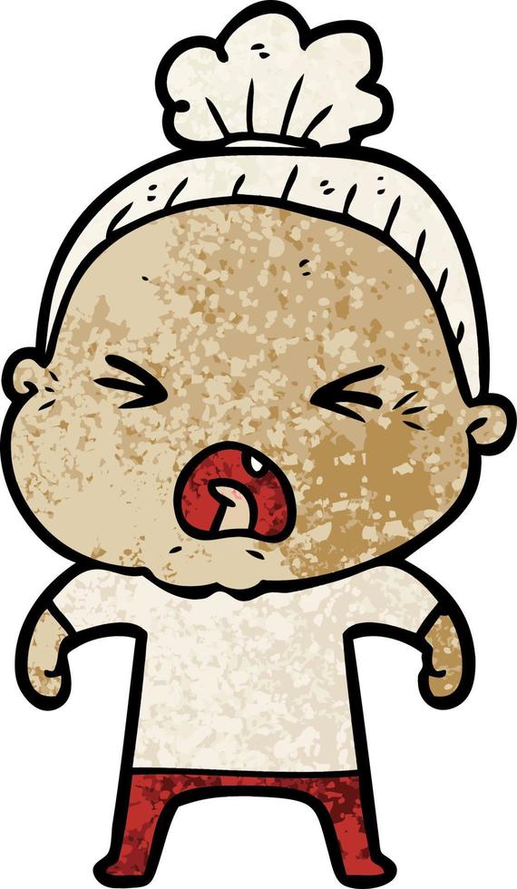 cartoon angry old woman vector