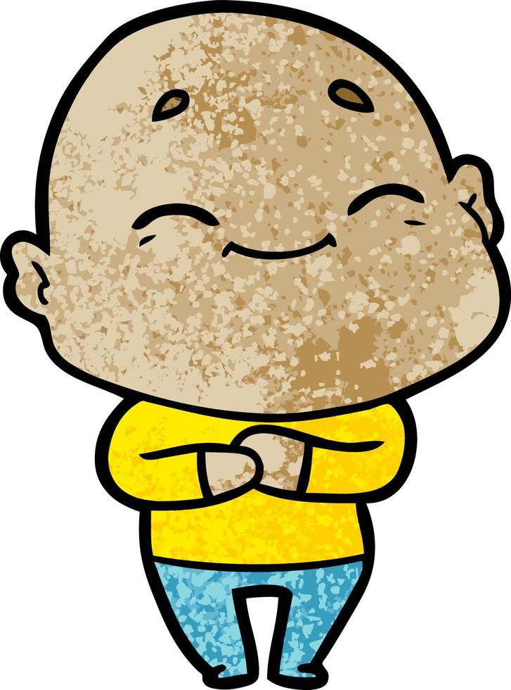 cartoon happy bald man vector