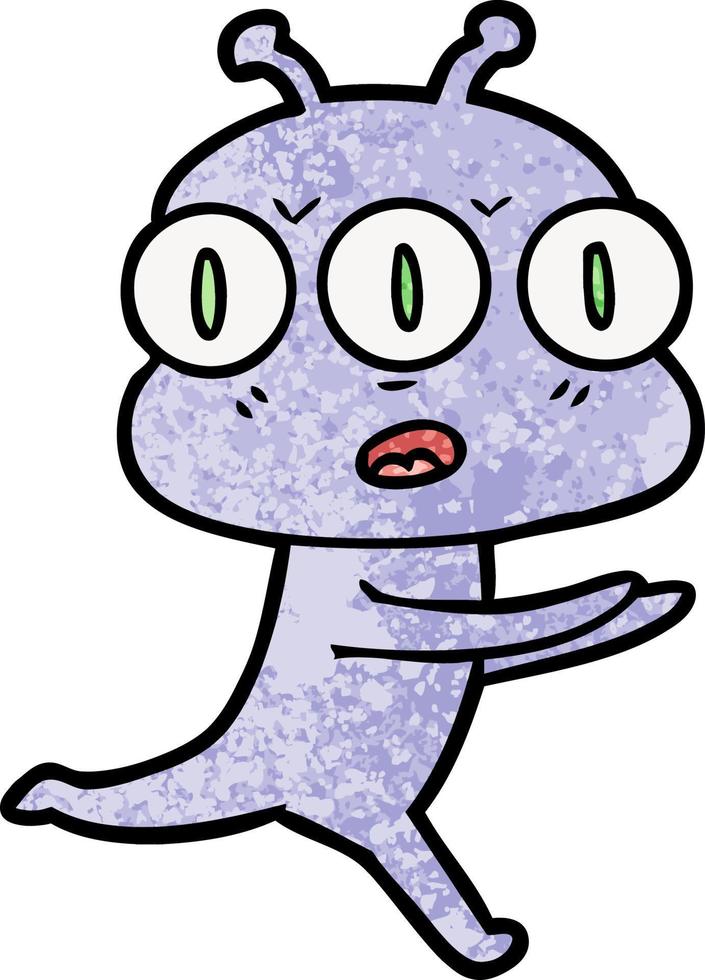 cartoon three eyed alien vector