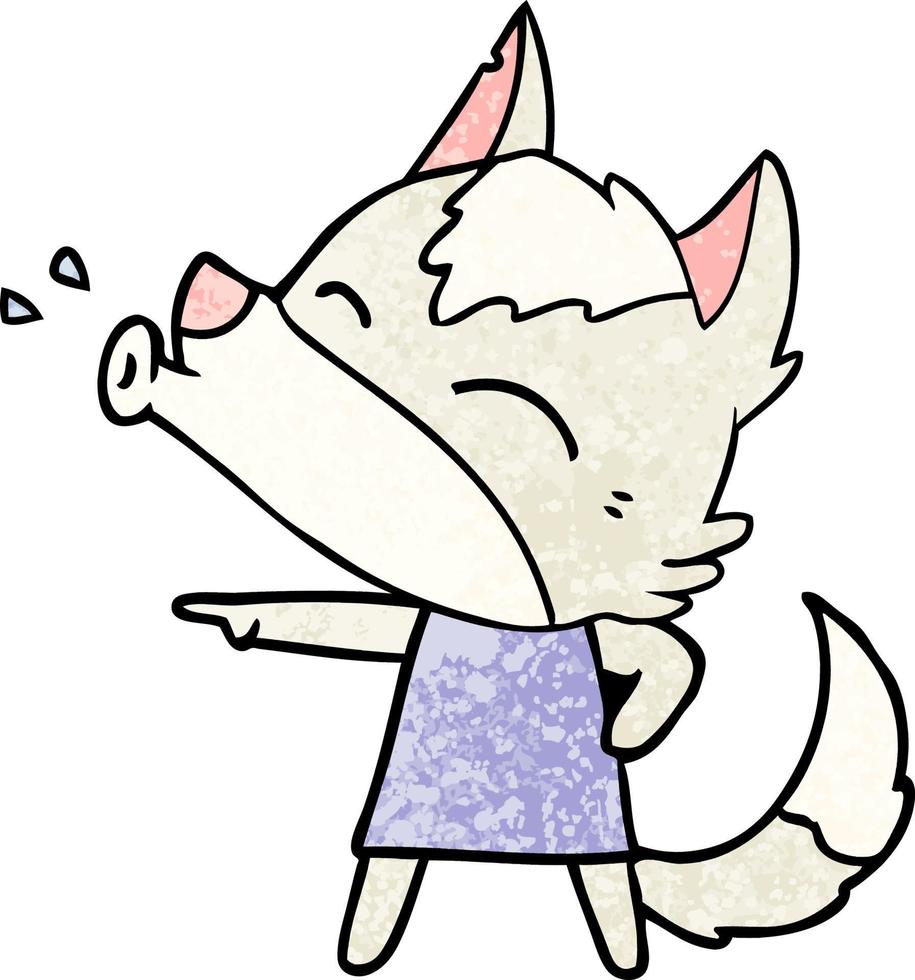 howling wolf in dress cartoon vector