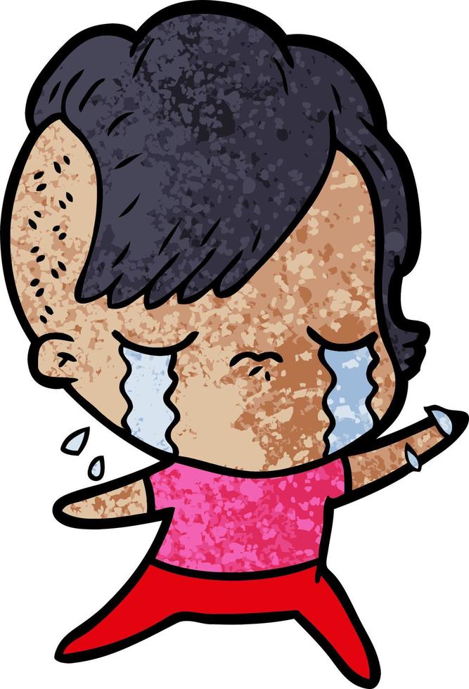 cartoon crying girl vector