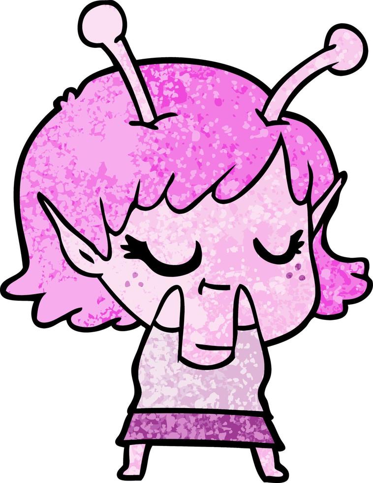 smiling alien girl cartoon vector