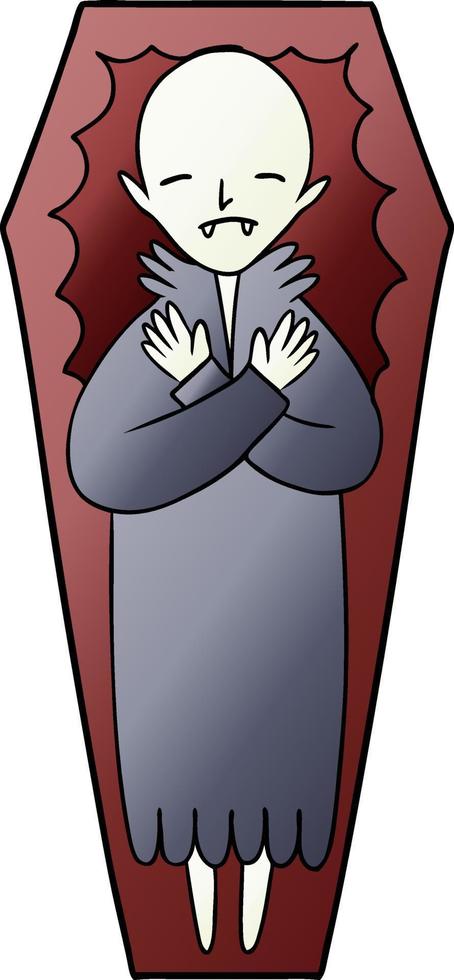 spooky cartoon vampire in coffin vector