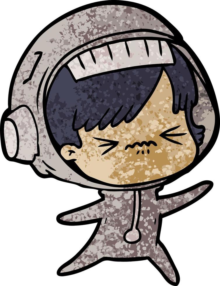 angry cartoon space girl vector