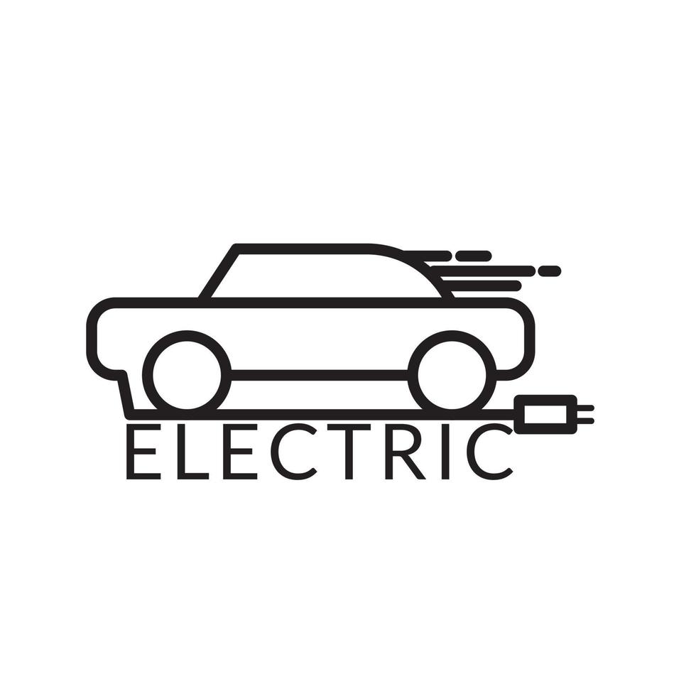 plantilla de logotipo de coche eléctrico de arte de línea aislada. ilustración vectorial del logotipo del coche. vector