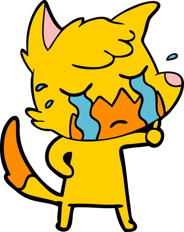 sad little fox cartoon character vector
