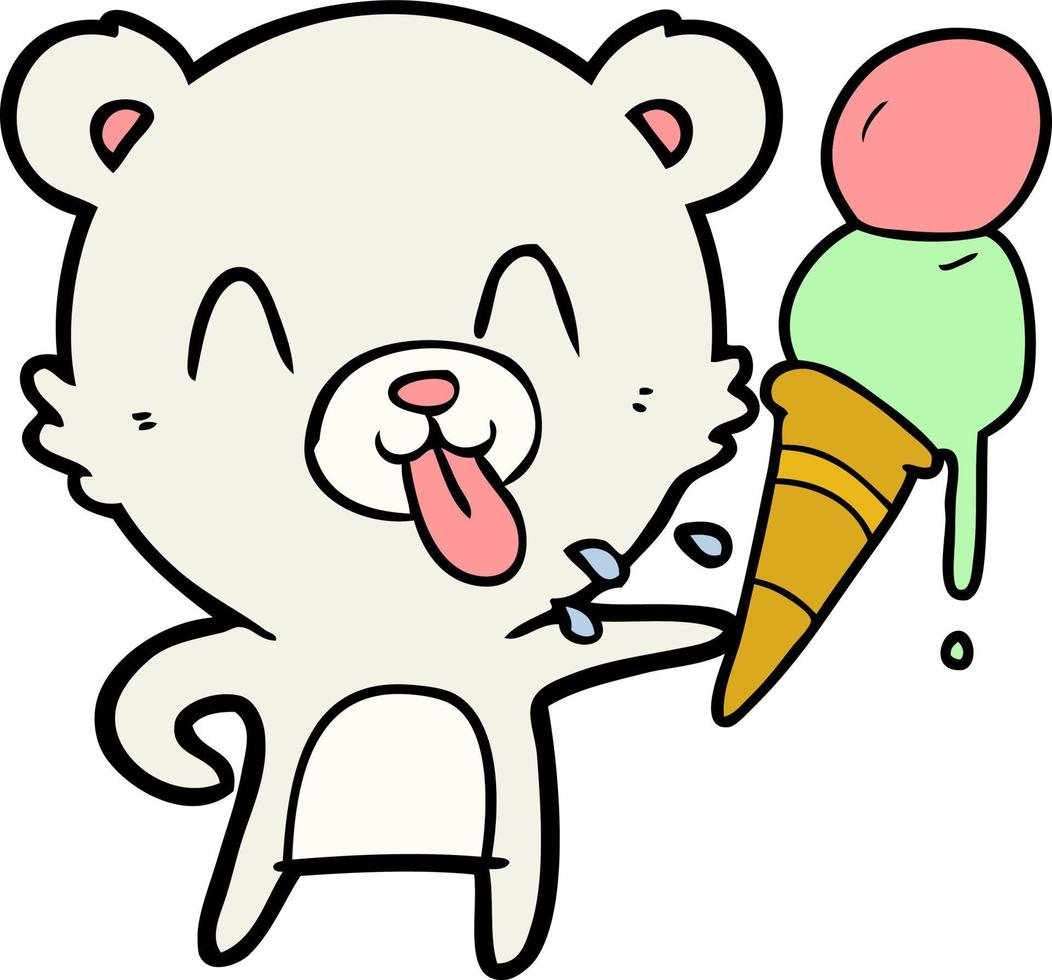 cartoon bear with ice cream vector