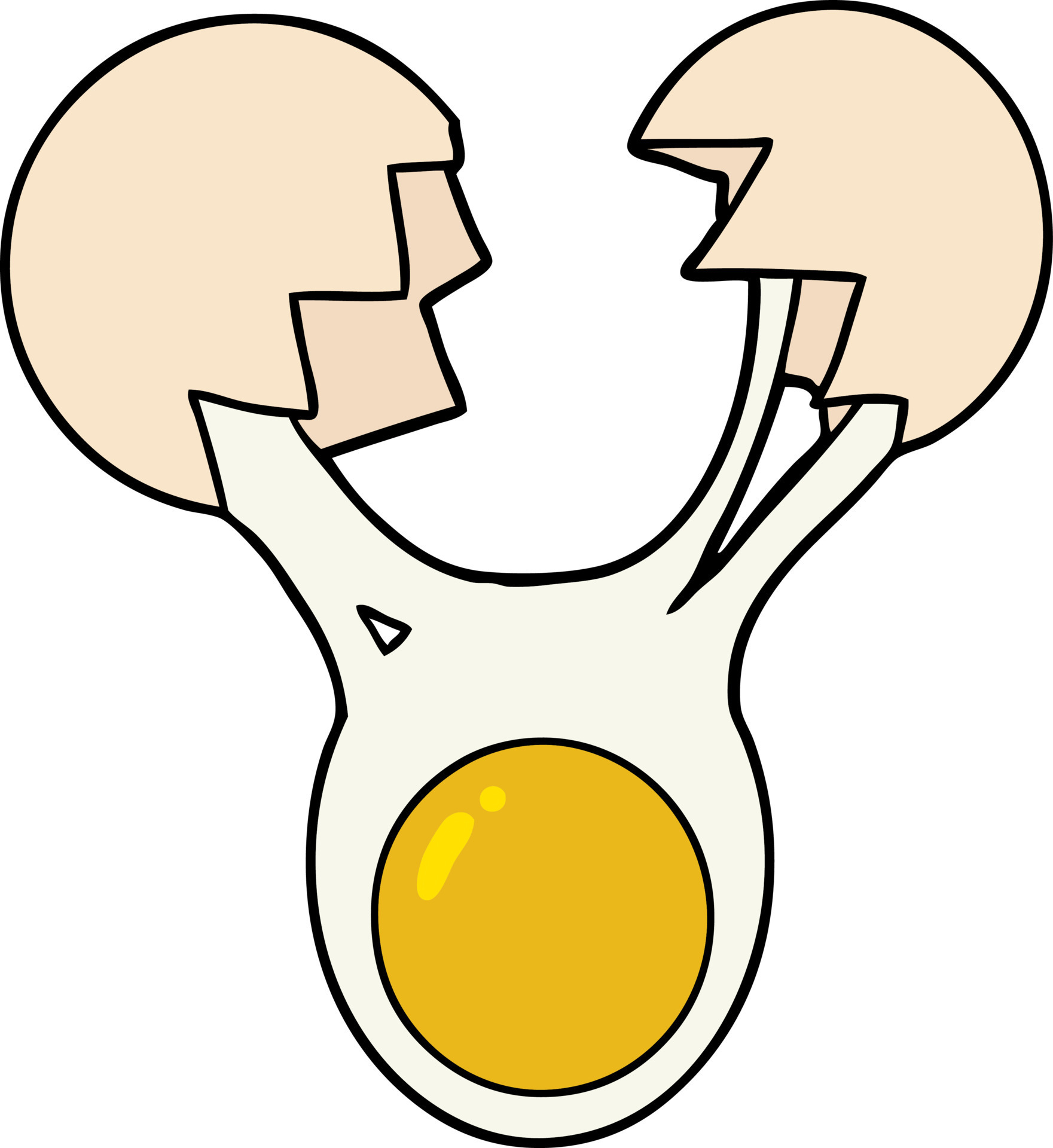 cracked egg cartoon 12369198 Vector Art at Vecteezy