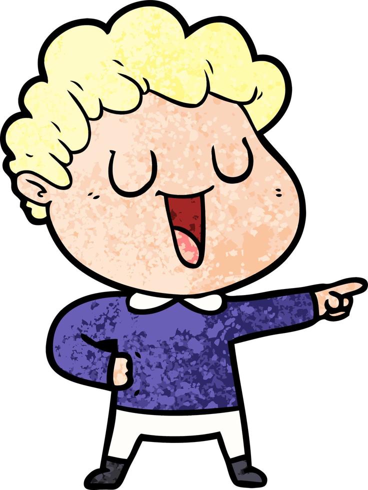 laughing cartoon man pointing vector