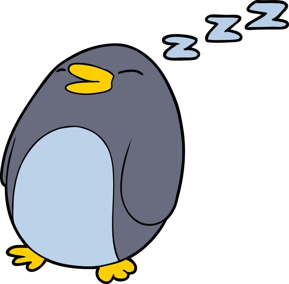 cartoon sleeping penguin vector