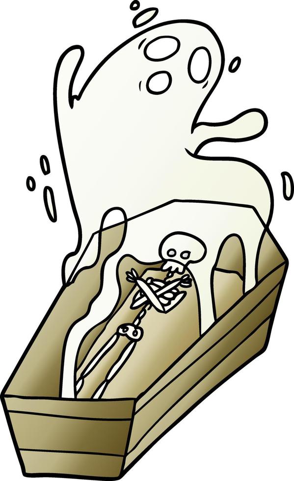 cartoon ghost and coffin vector