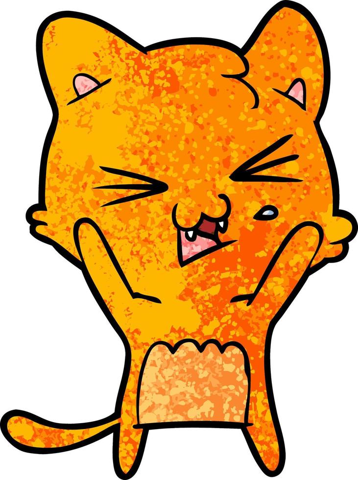 cartoon cat hissing vector