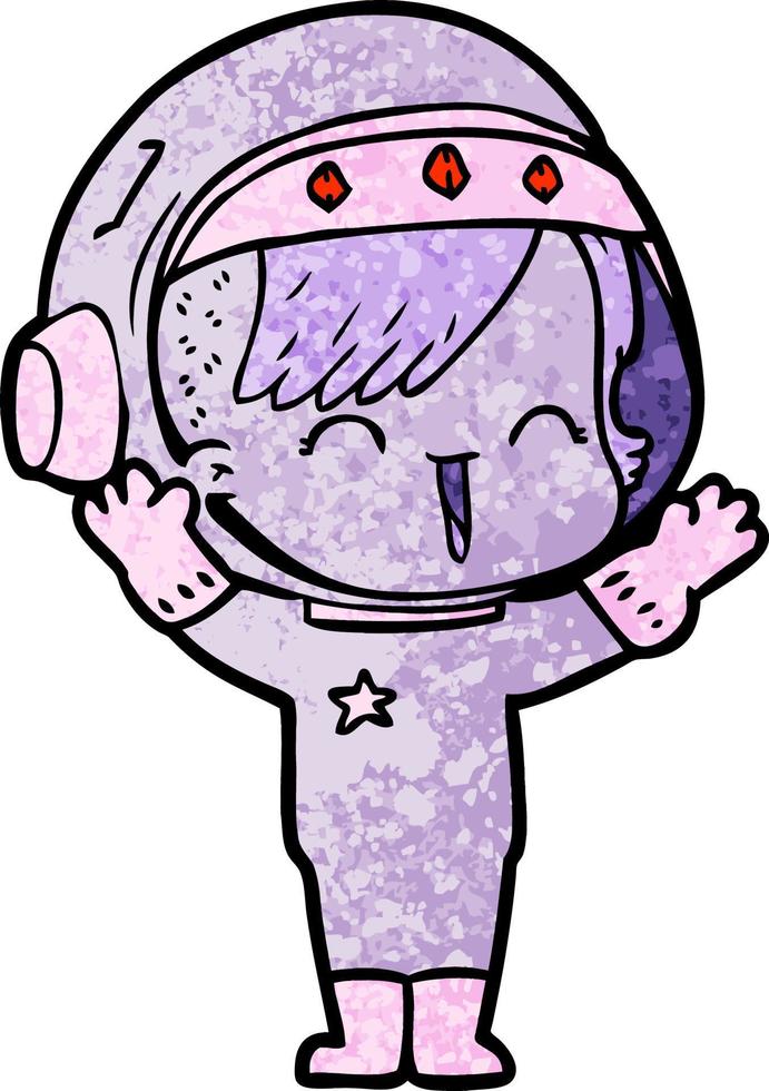 cartoon laughing astronaut girl vector