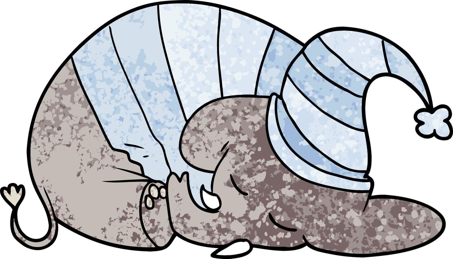 cartoon sleeping elephant in pajamas vector