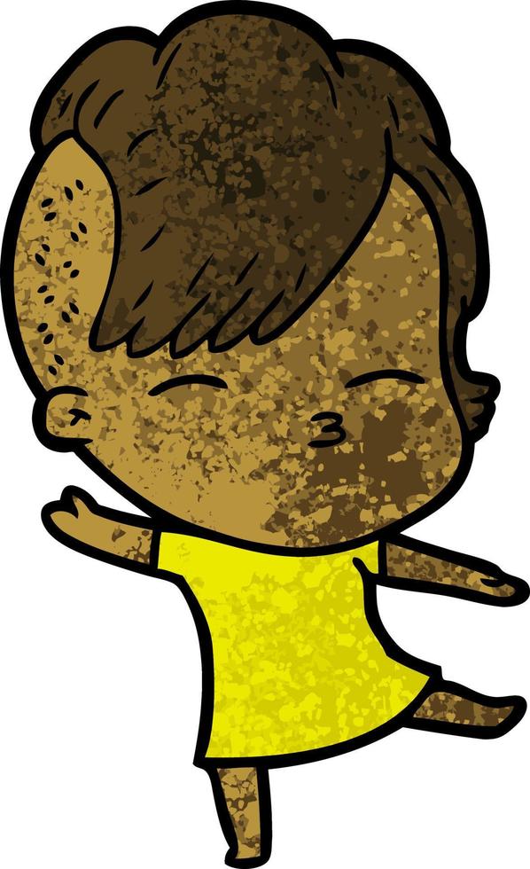 cartoon squinting girl vector
