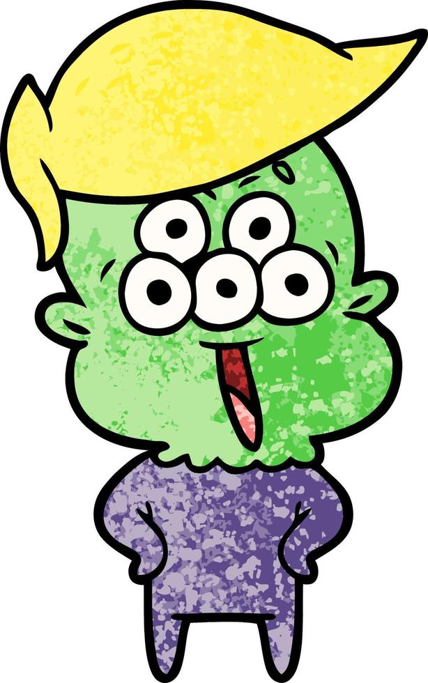 idiota alienígena feliz de dibujos animados vector