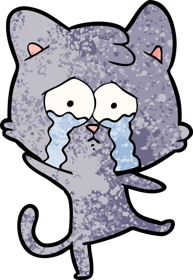 cartoon crying cat vector