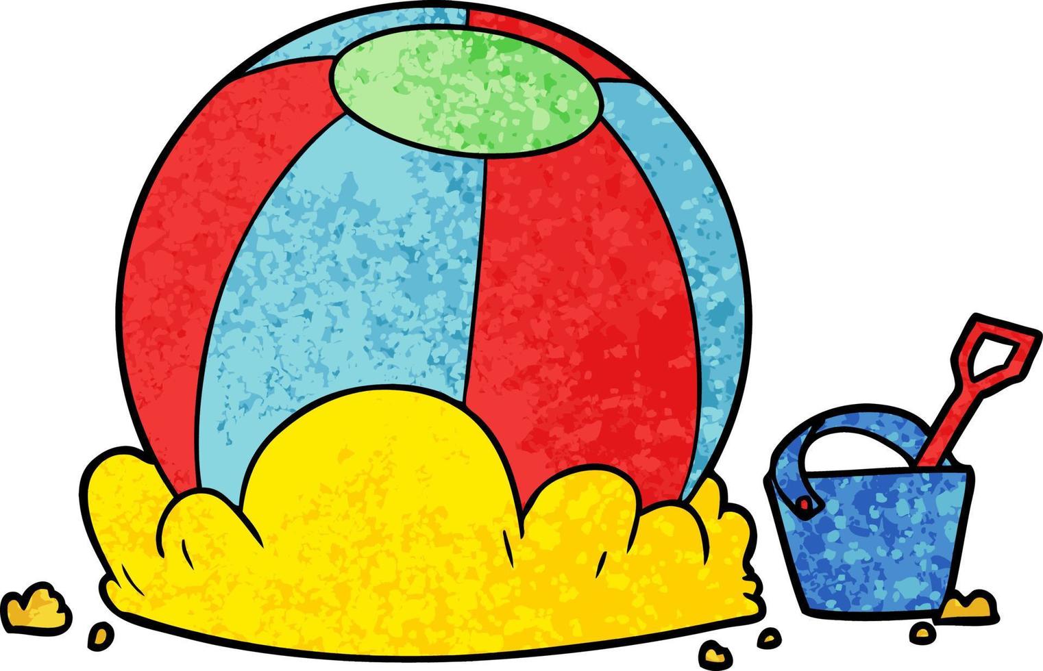 cartoon beach ball and bucket vector