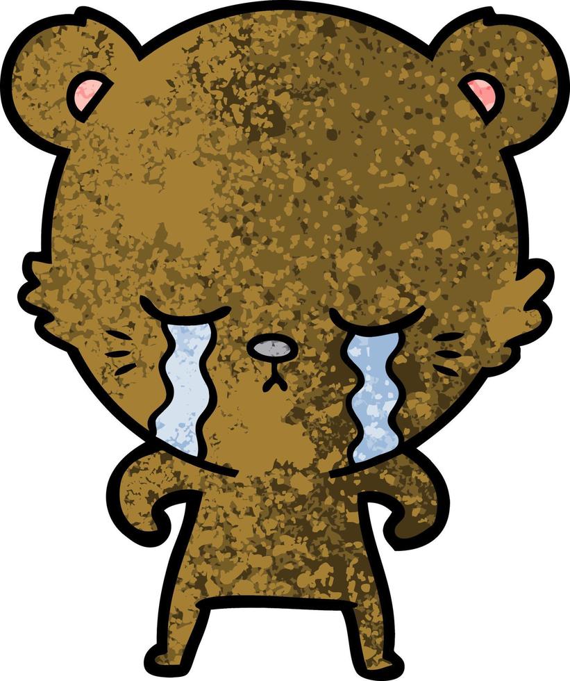 crying cartoon bear vector