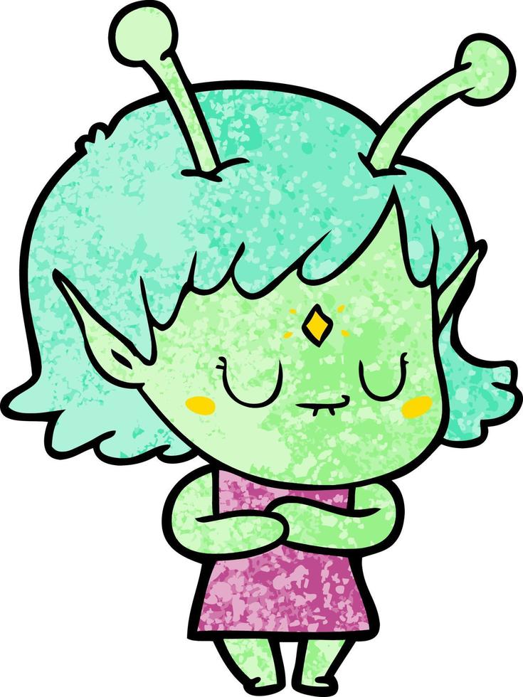 cartoon alien girl vector