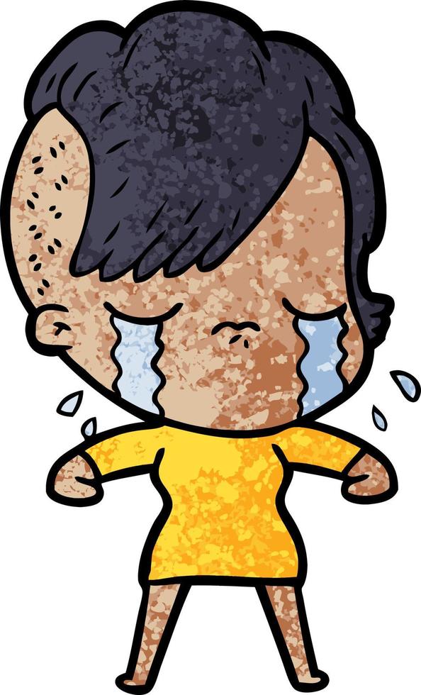 cartoon crying girl vector
