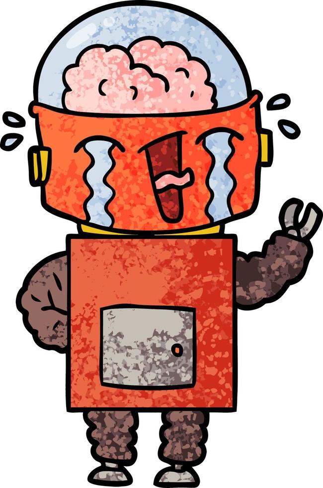 cartoon crying robot vector