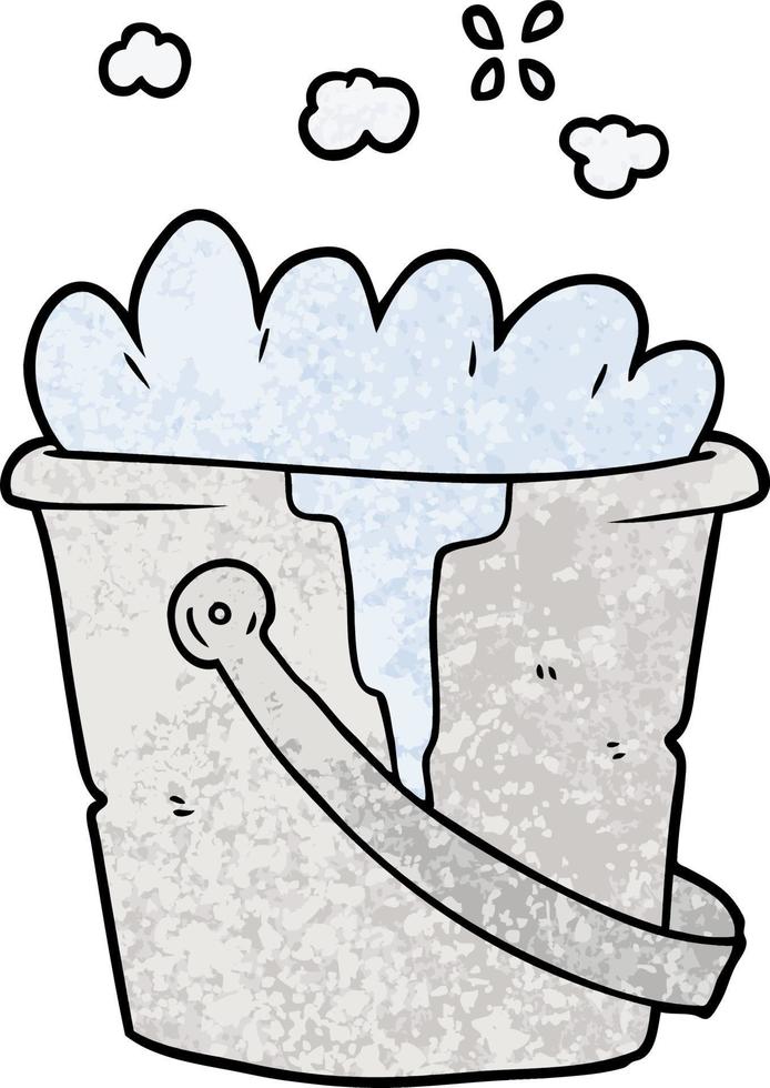 cartoon bucket of soapy water vector