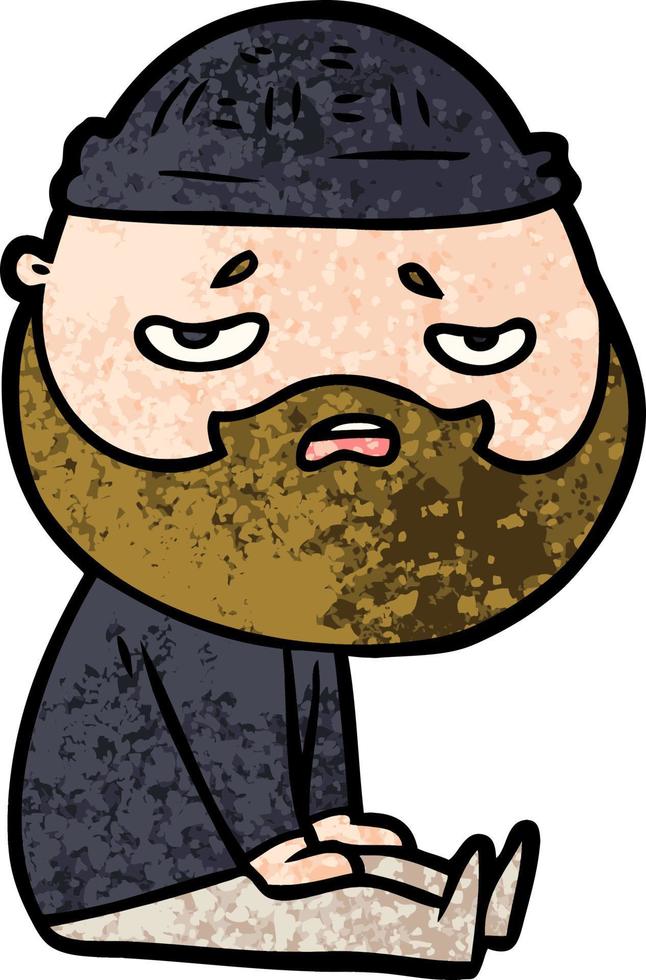 cartoon worried man with beard vector