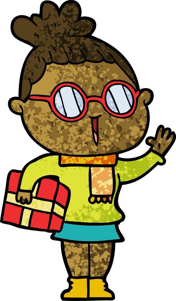 cartoon woman wearing spectacles vector