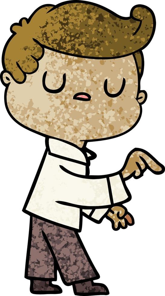 cartoon aloof man pointing finger vector